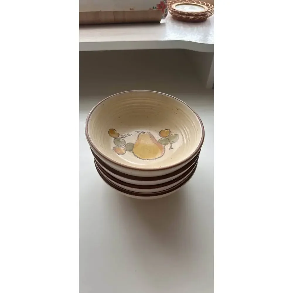 Vintage California Hand-Painted Ceramic Fruit Bowls Stoneware Poppytrail Merlox